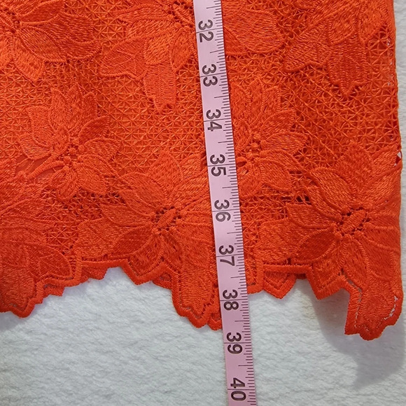 Banana Republic Limited Edition Orange Sleeveless Lace Overlay Dress Bow Size 8 - Picture 13 of 13